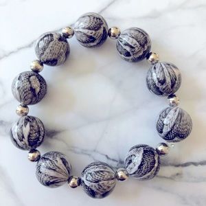 New Bracelet Hand Crafted Elastic Stretch Animal Snakeskin Print Beaded Pattern